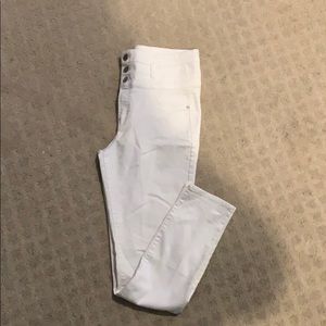 White High-waist stretch pants